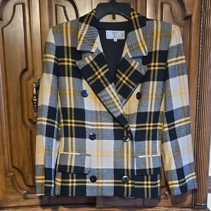 Valentino Black and Yellow Plaid Blazer